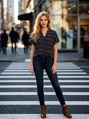 Black, Blue, & Red Blouse